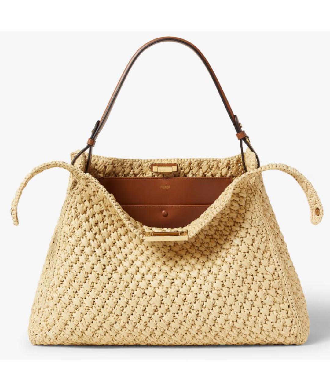 FENDI Бежевая пелетеная сумка через плечо, фото 1