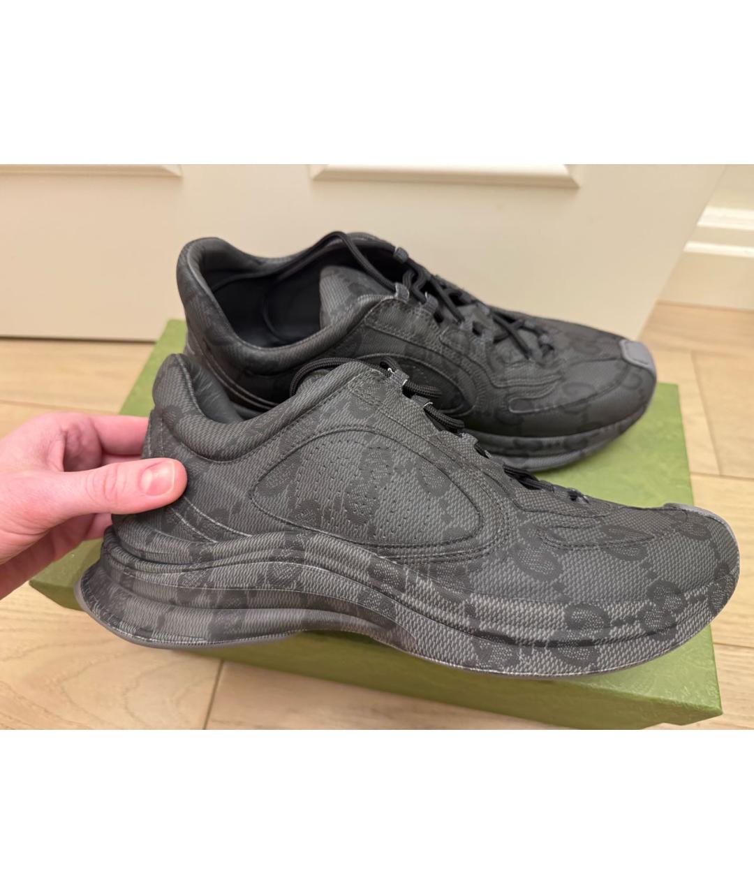 GUCCI Черные кожаные низкие кроссовки / кеды, фото 7