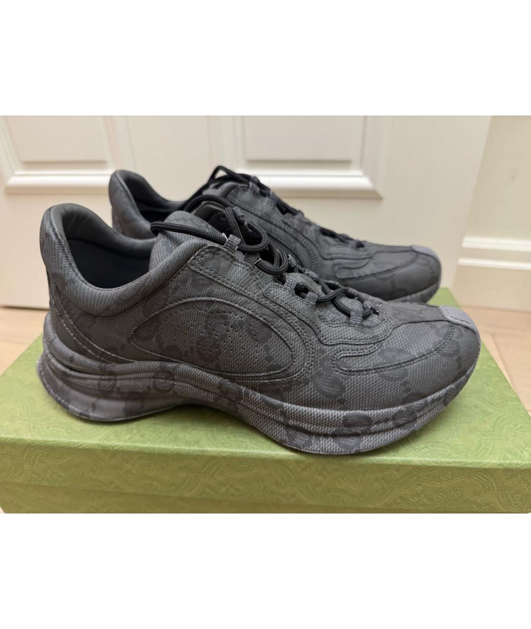 GUCCI Черные кожаные низкие кроссовки / кеды, фото 2