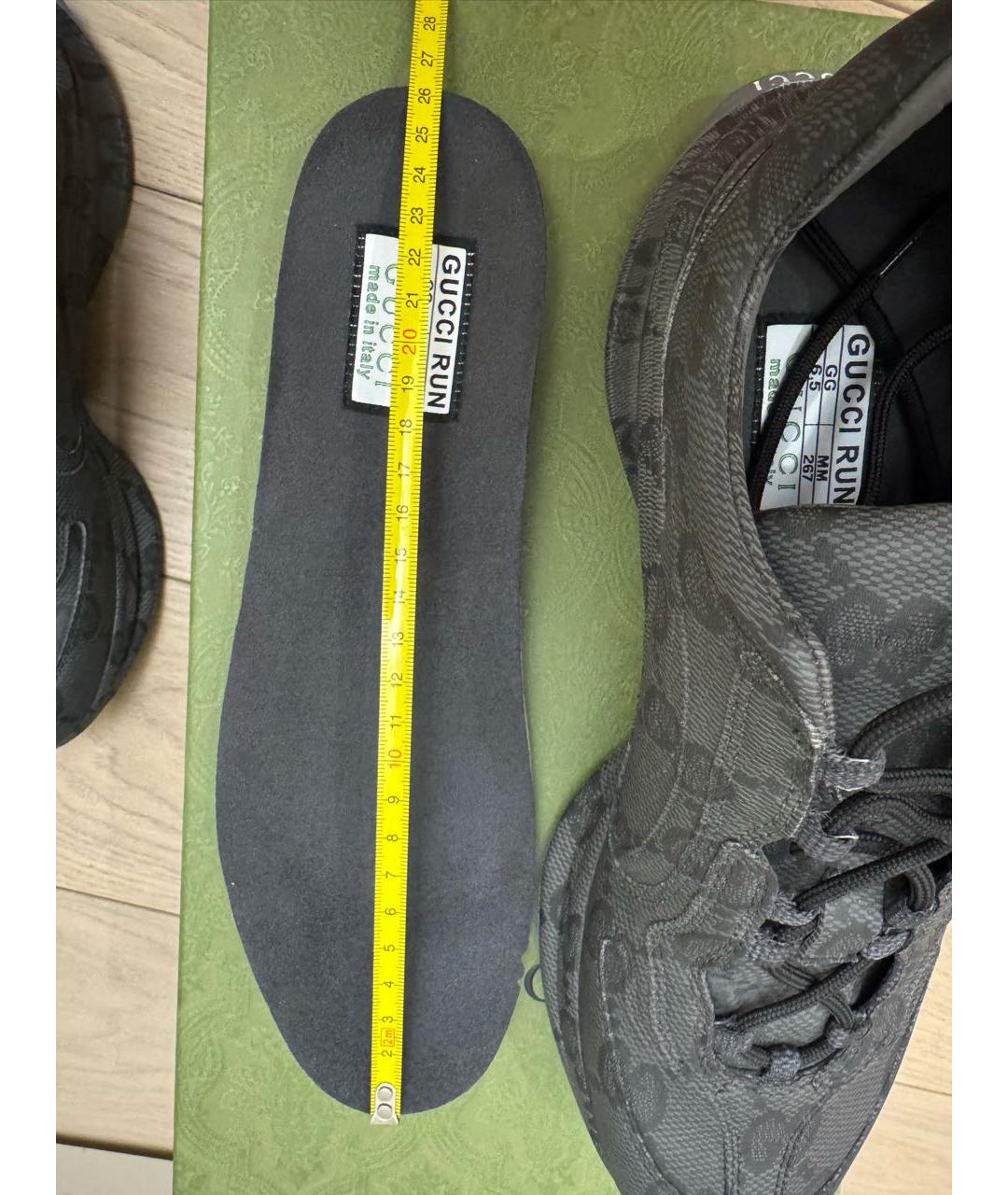 GUCCI Черные кожаные низкие кроссовки / кеды, фото 6