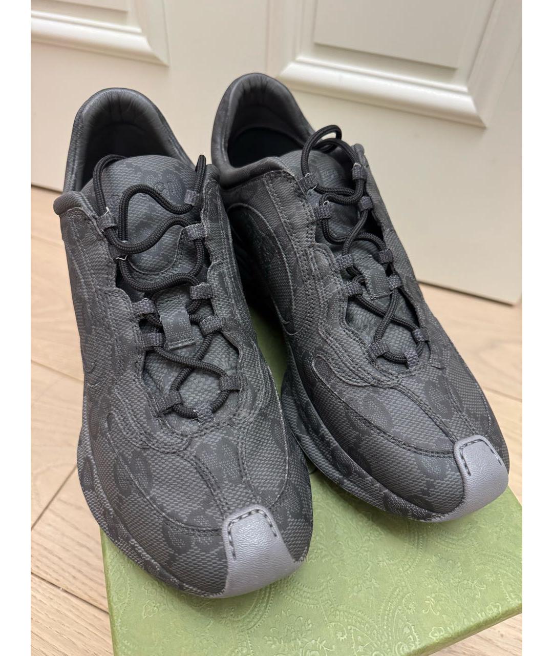 GUCCI Черные кожаные низкие кроссовки / кеды, фото 3