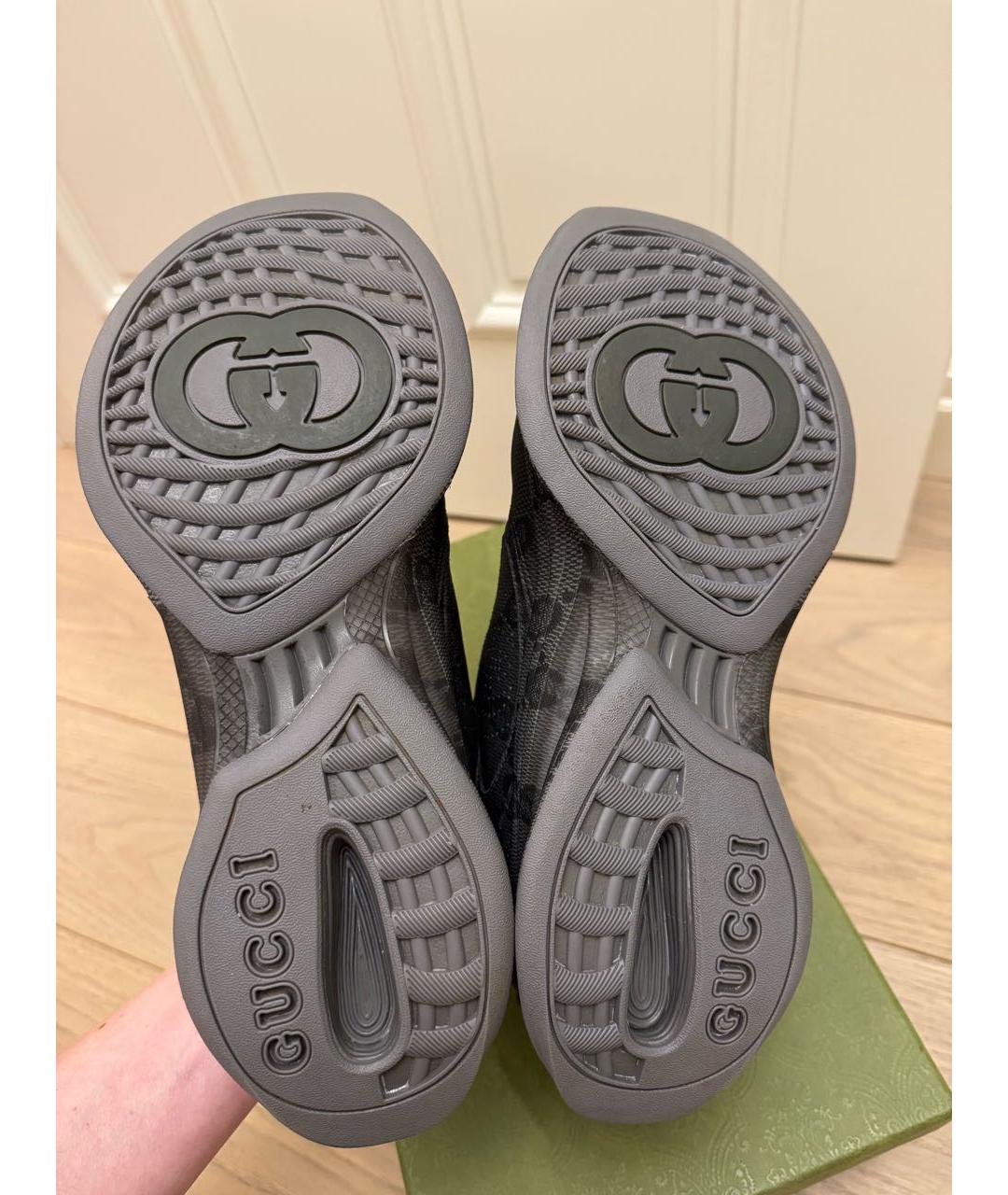 GUCCI Черные кожаные низкие кроссовки / кеды, фото 5