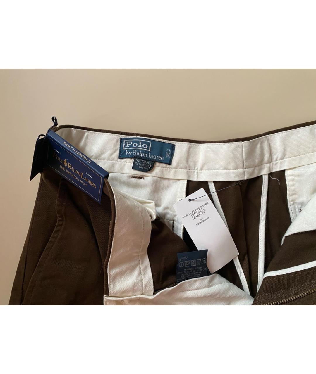 POLO RALPH LAUREN Коричневые хлопковые брюки чинос, фото 3