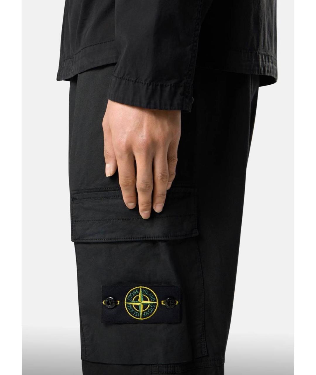 STONE ISLAND Черные хлопковые повседневные брюки, фото 4