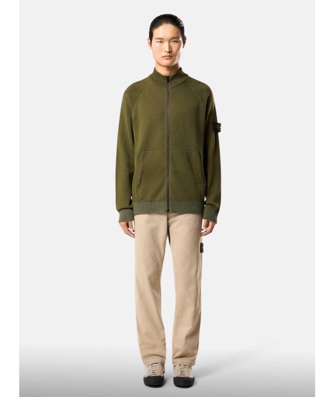 STONE ISLAND Хаки хлопковый кардиган, фото 5