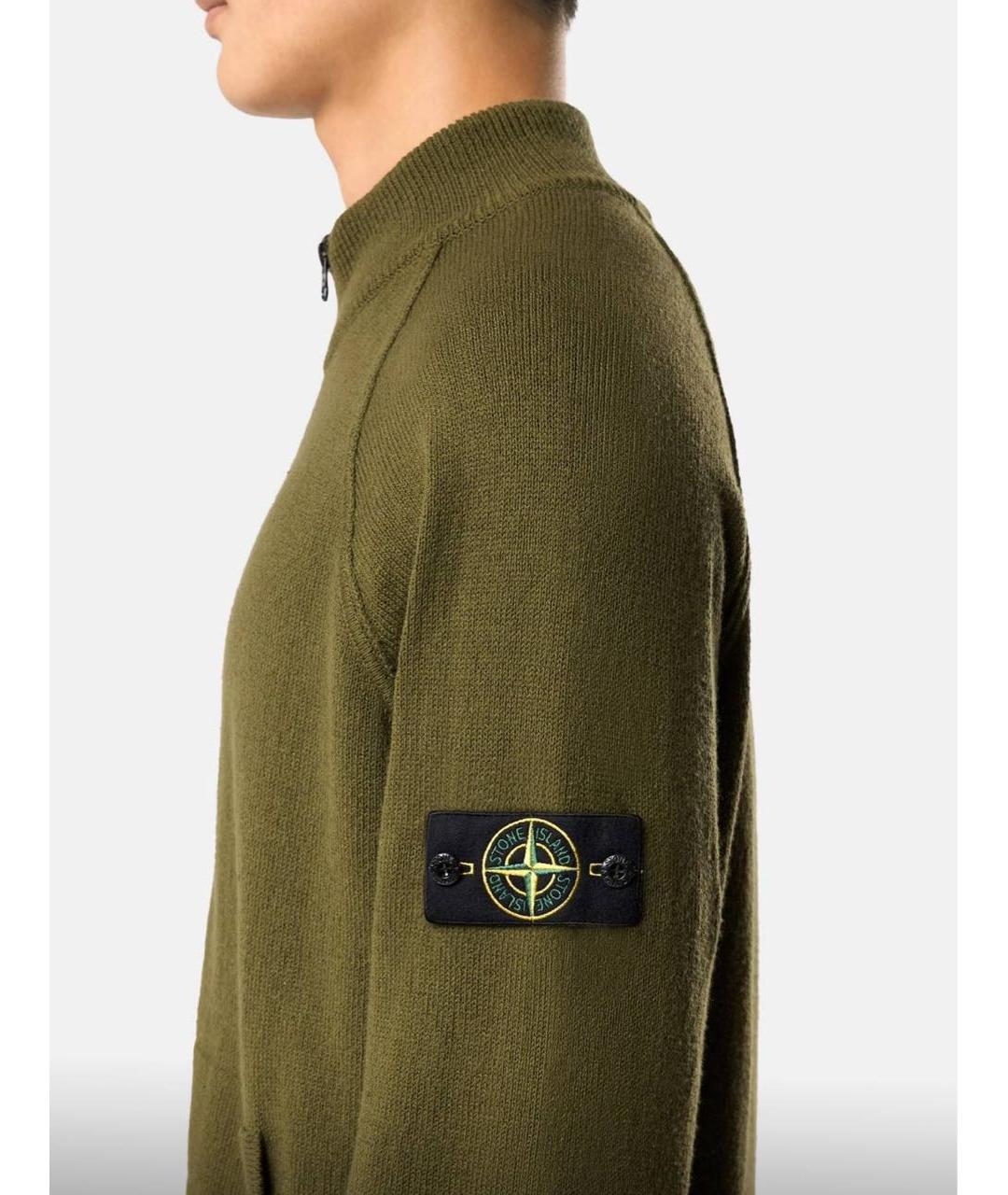 STONE ISLAND Хаки хлопковый кардиган, фото 4