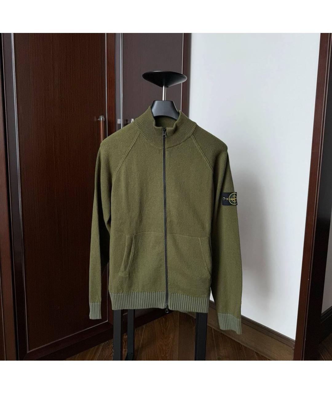 STONE ISLAND Хаки хлопковый кардиган, фото 3