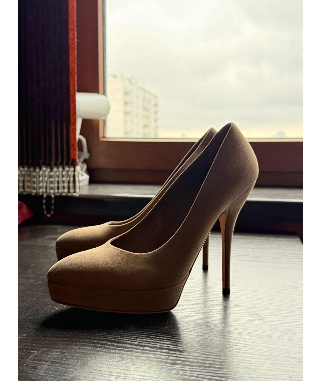 GUCCI Бежевые замшевые туфли, фото 8