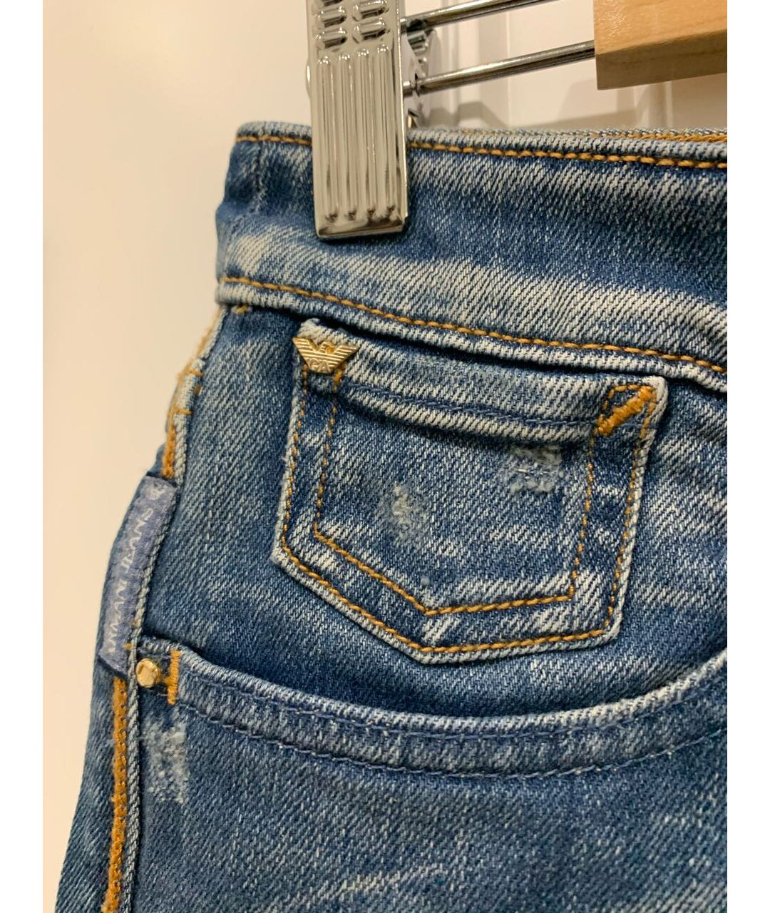 ARMANI JEANS Синие деним шорты, фото 6