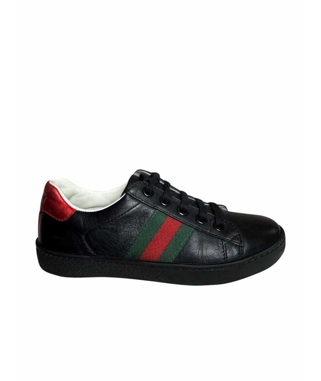 GUCCI KIDS Черные кожаные кеды, фото 5