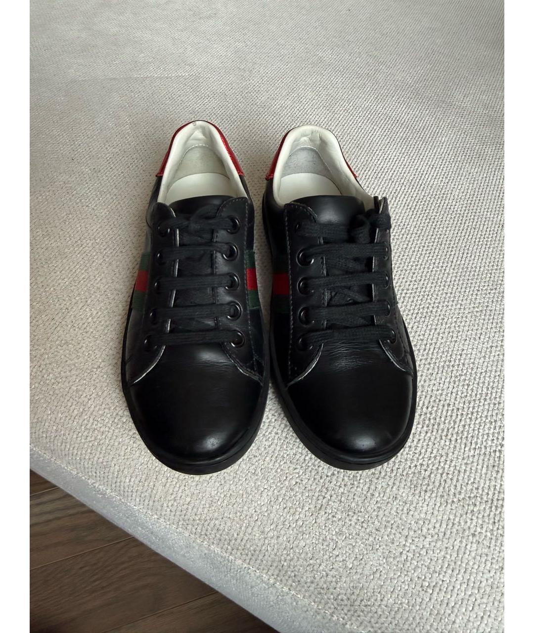 GUCCI KIDS Черные кожаные кеды, фото 2