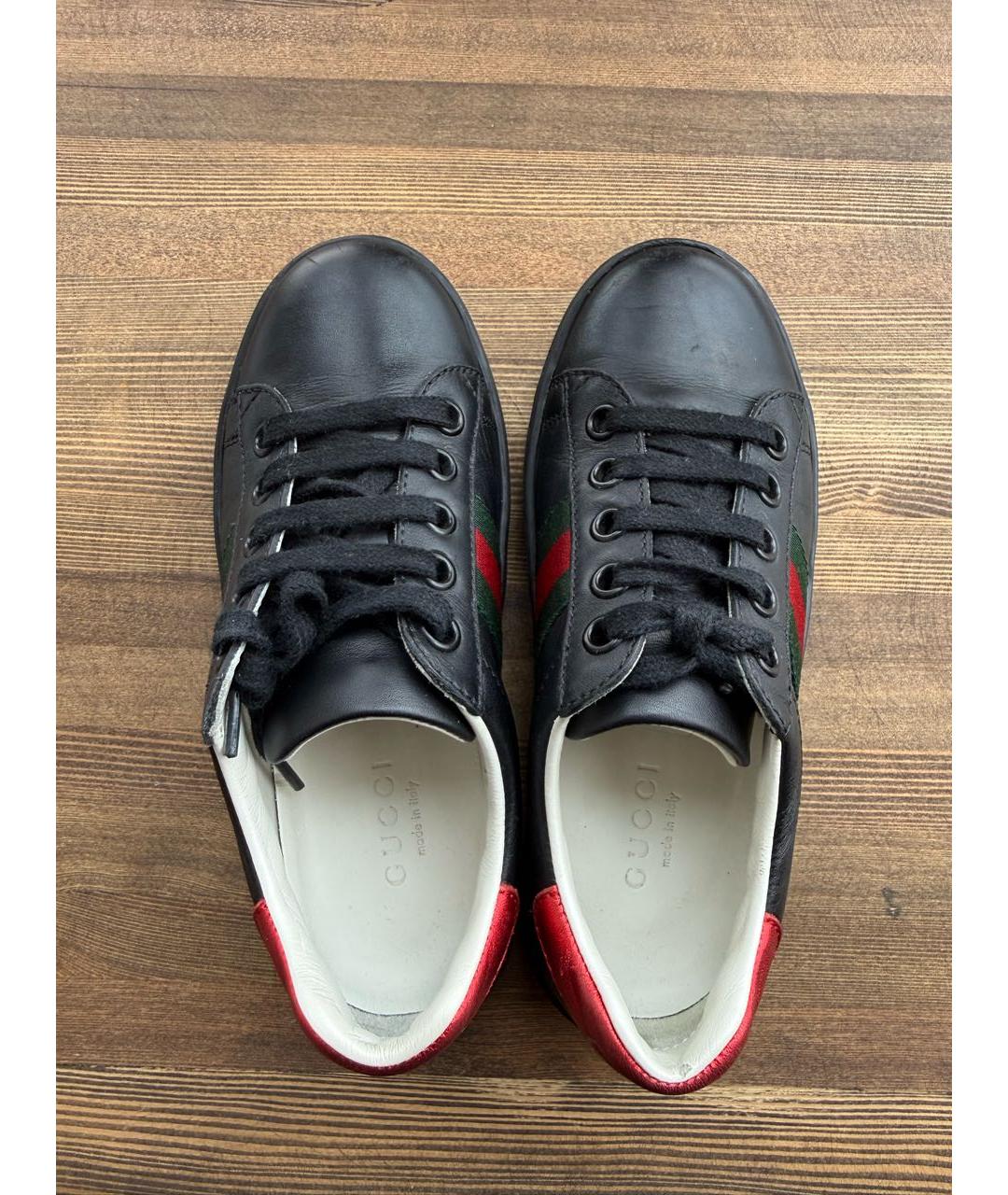 GUCCI KIDS Черные кожаные кеды, фото 3