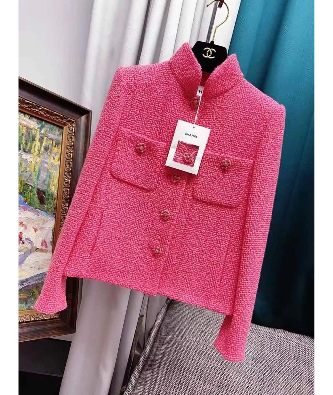 CHANEL Фуксия твидовый жакет/пиджак, фото 6