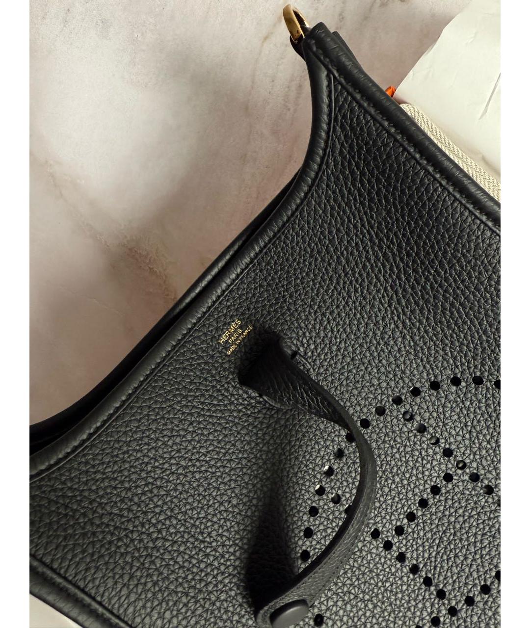 HERMES Черная кожаная сумка через плечо, фото 4
