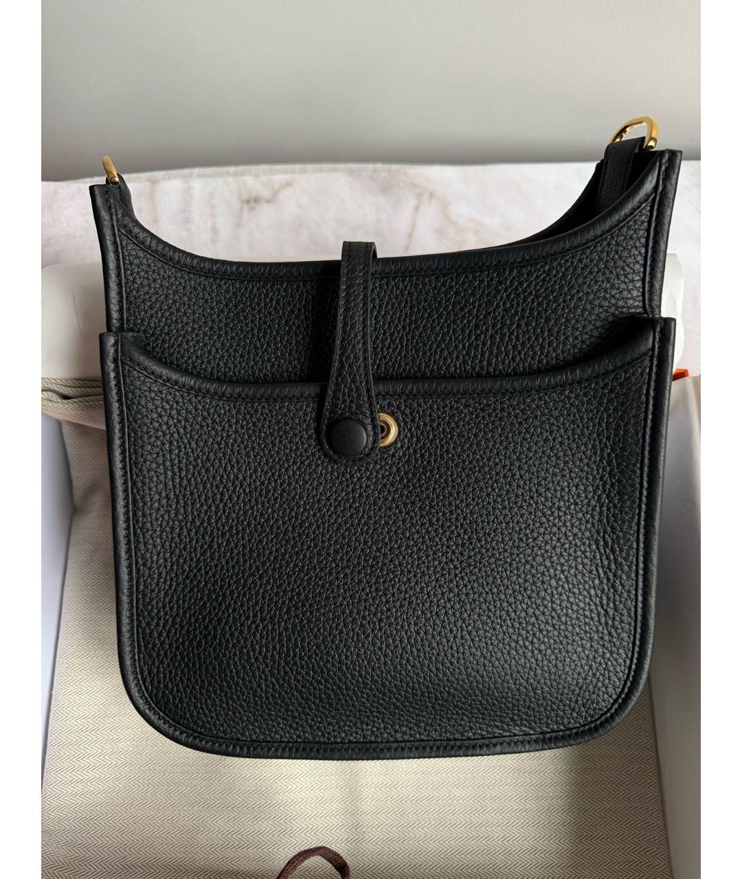 HERMES Черная кожаная сумка через плечо, фото 3