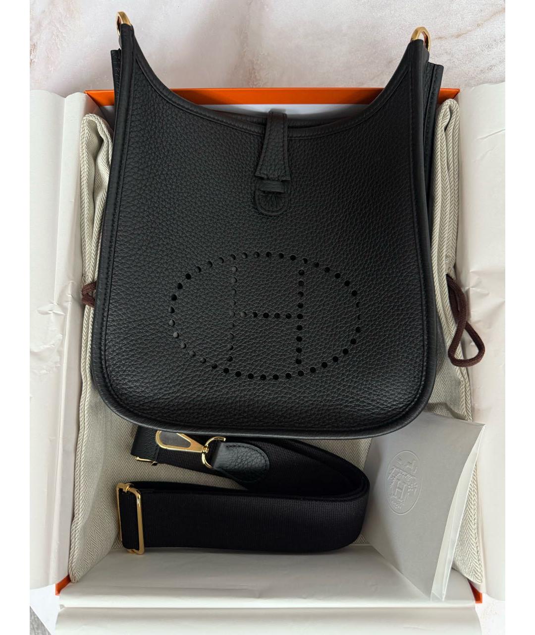 HERMES Черная кожаная сумка через плечо, фото 2