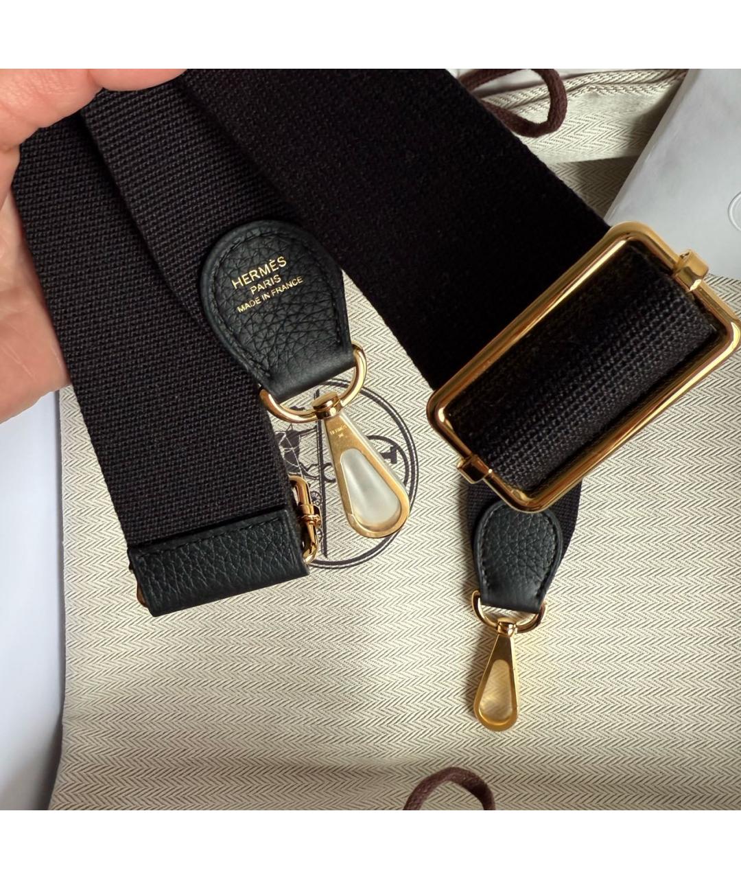 HERMES Черная кожаная сумка через плечо, фото 6