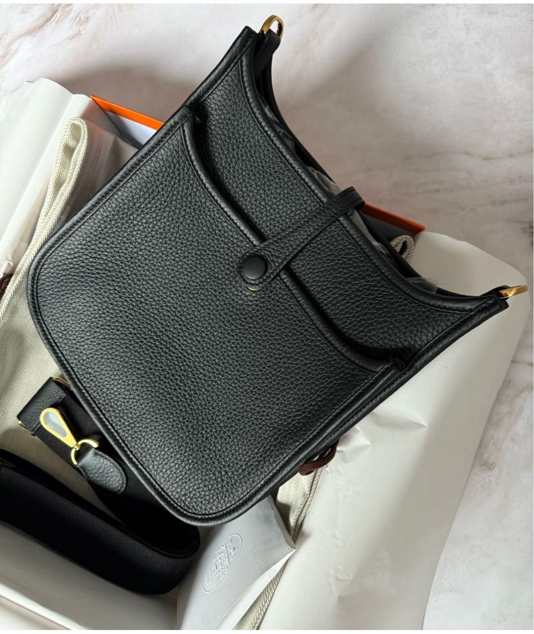HERMES Черная кожаная сумка через плечо, фото 5