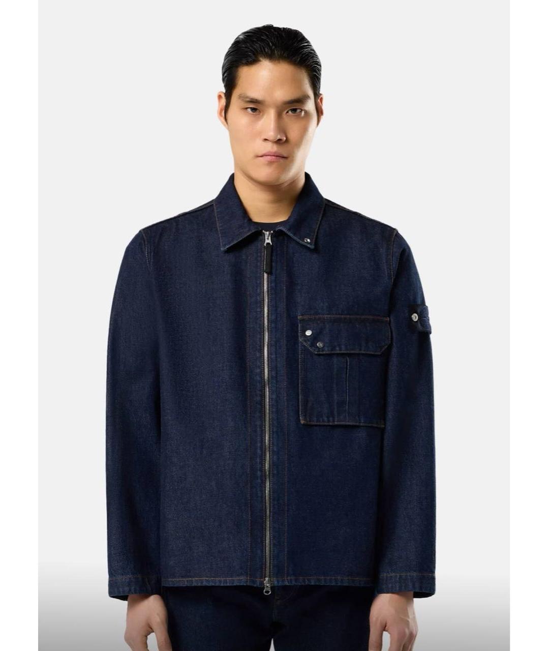 STONE ISLAND Темно-синяя деним куртка, фото 5