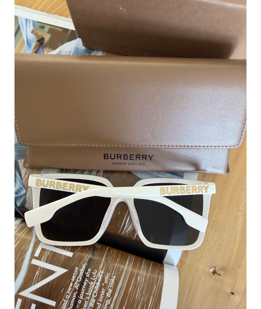 BURBERRY Белые пластиковые солнцезащитные очки, фото 7