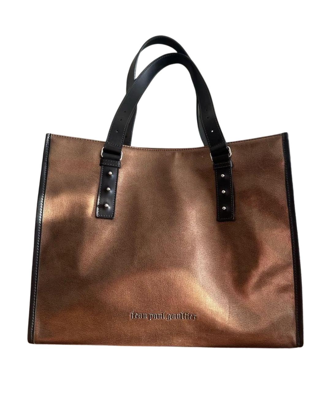 JEAN PAUL GAULTIER Золотая кожаная сумка тоут, фото 1