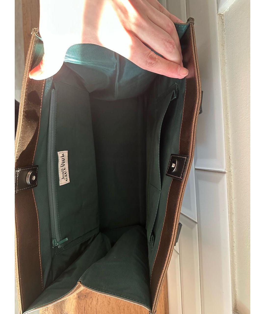 JEAN PAUL GAULTIER Золотая кожаная сумка тоут, фото 7