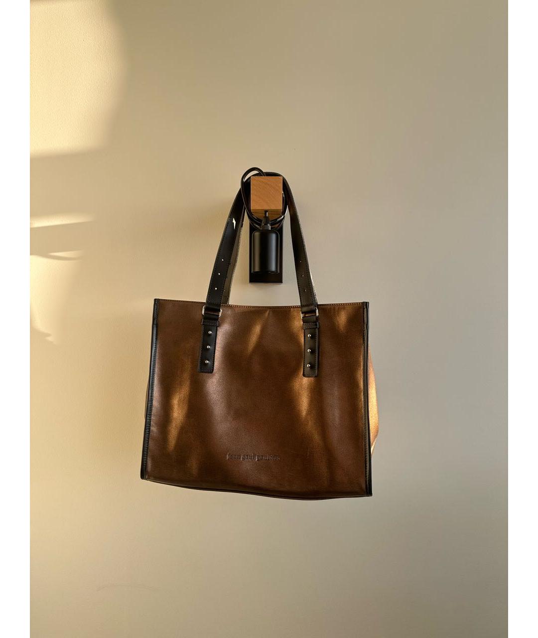 JEAN PAUL GAULTIER Золотая кожаная сумка тоут, фото 8