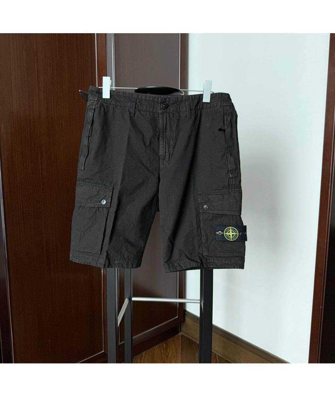 STONE ISLAND Черные хлопковые шорты, фото 3