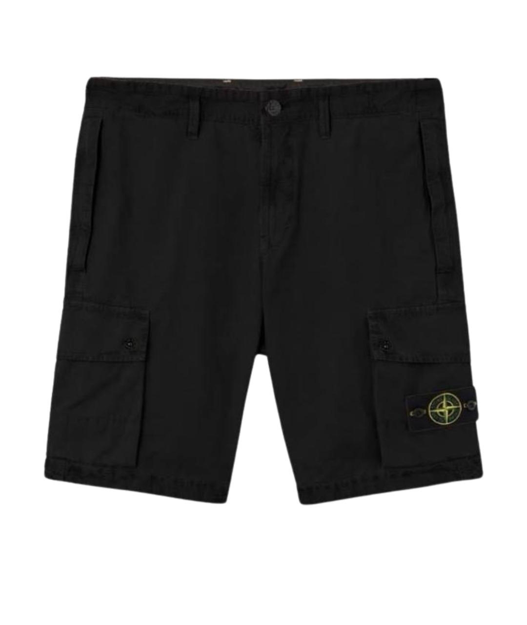 STONE ISLAND Черные хлопковые шорты, фото 1