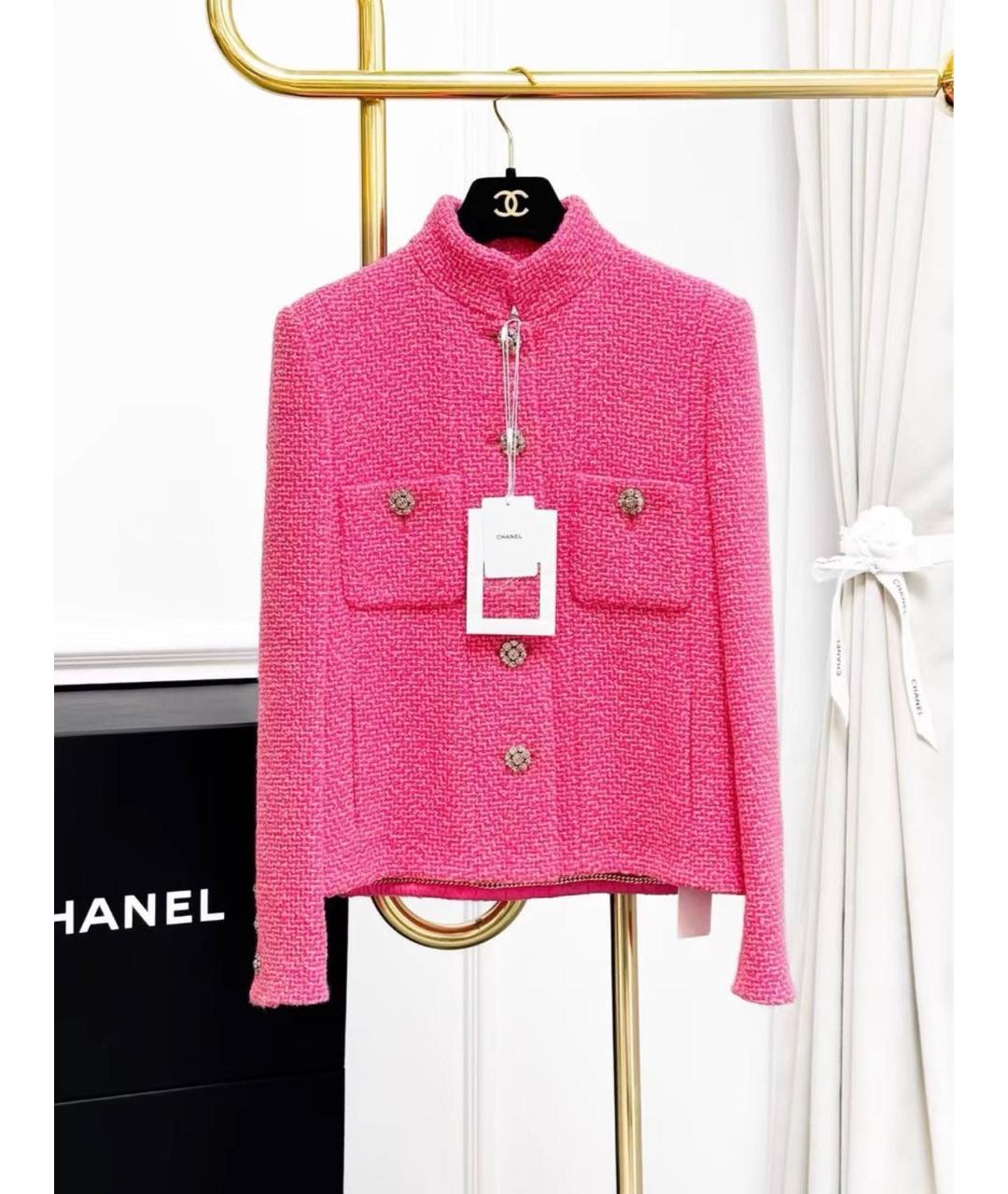 CHANEL Фуксия твидовый жакет/пиджак, фото 2