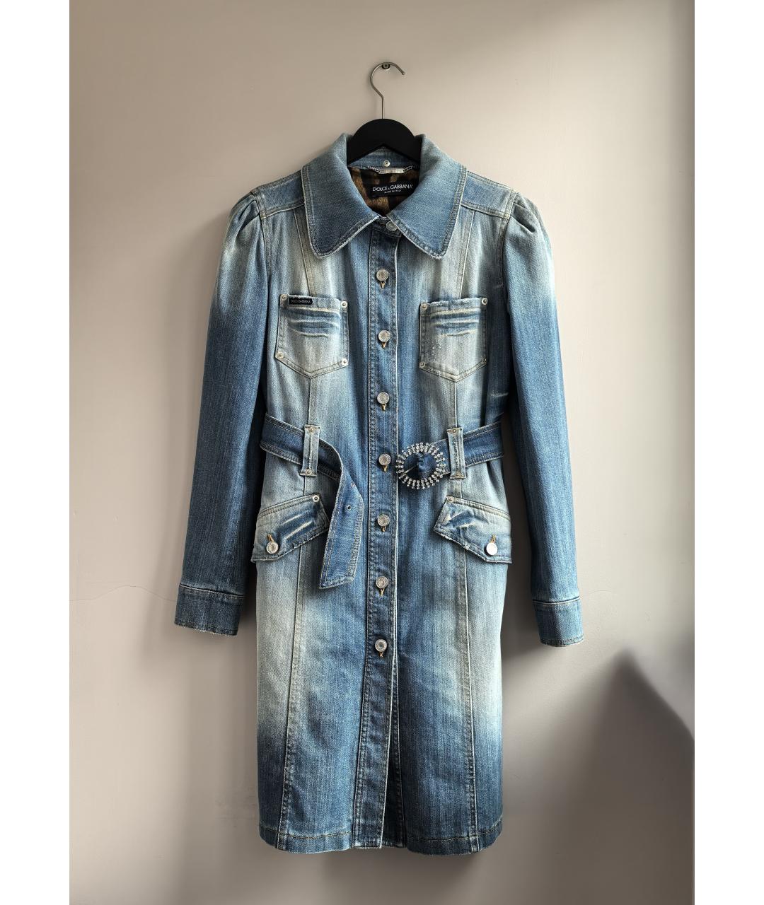 DOLCE&GABBANA Голубое деним пальто, фото 10