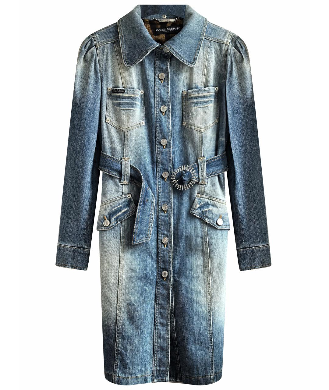 DOLCE&GABBANA Голубое деним пальто, фото 1