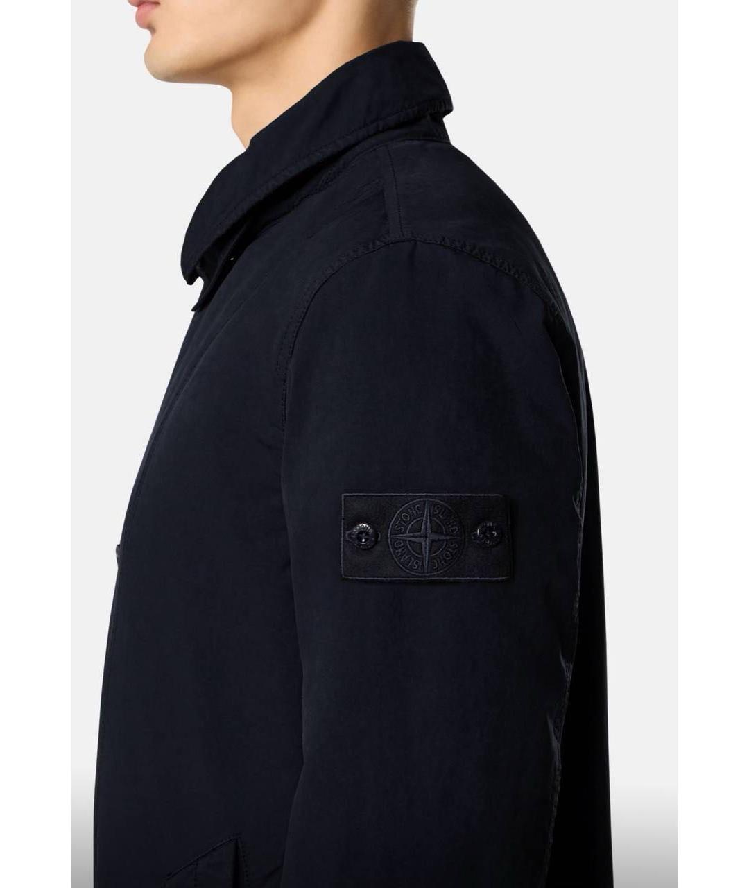 STONE ISLAND Темно-синее полиамидовое пальто, фото 4