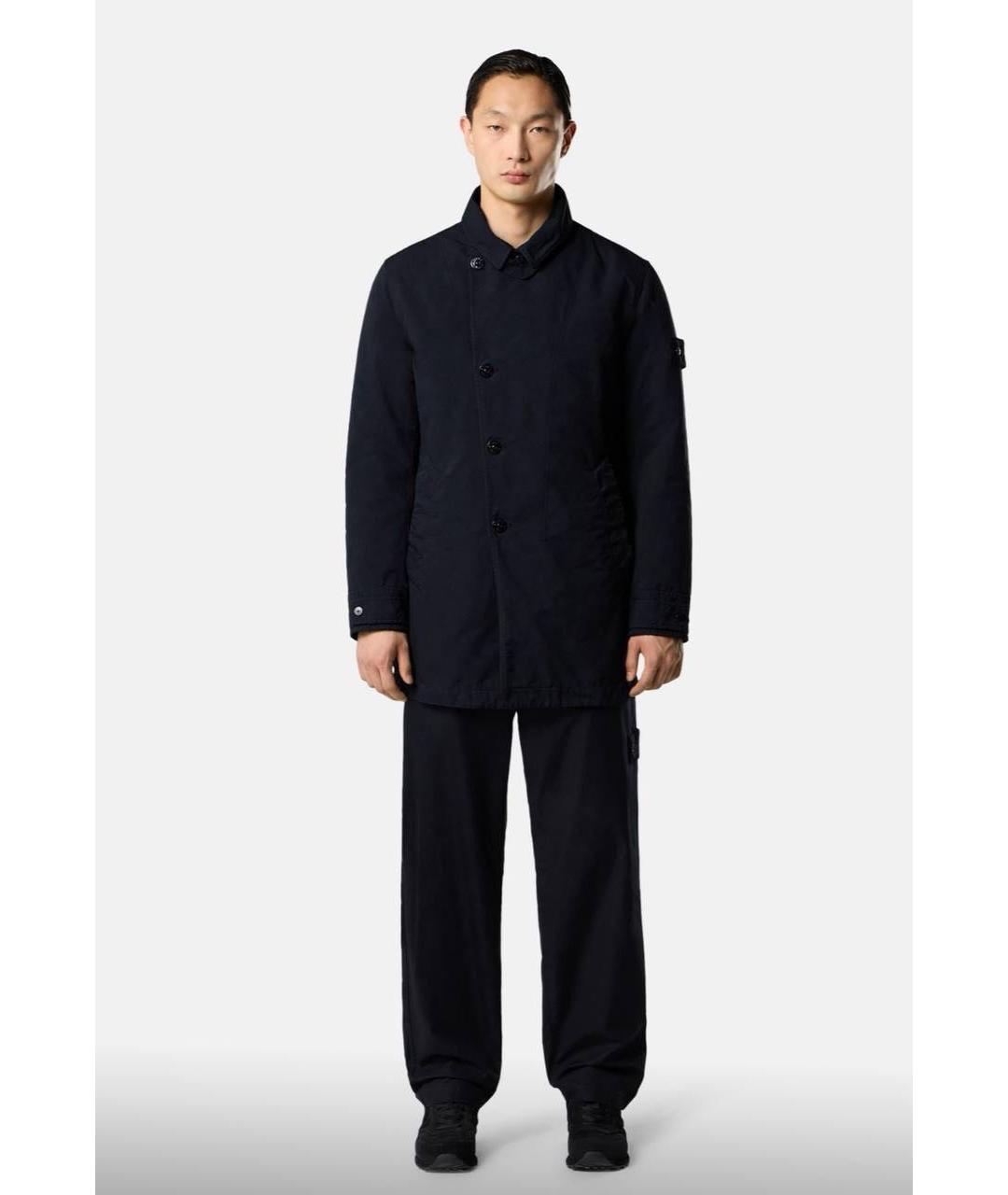 STONE ISLAND Темно-синее полиамидовое пальто, фото 5
