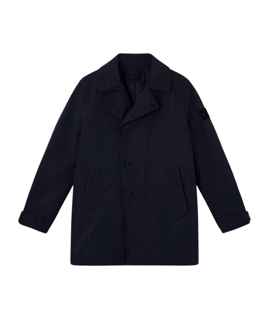 STONE ISLAND Темно-синее полиамидовое пальто, фото 1