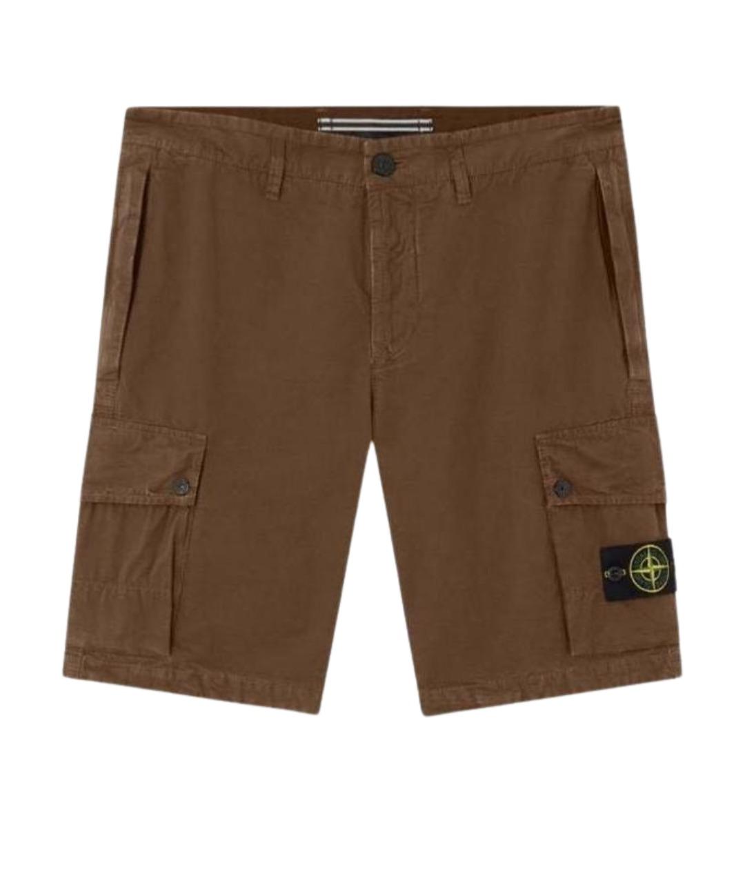 STONE ISLAND Коричневые хлопковые шорты, фото 1
