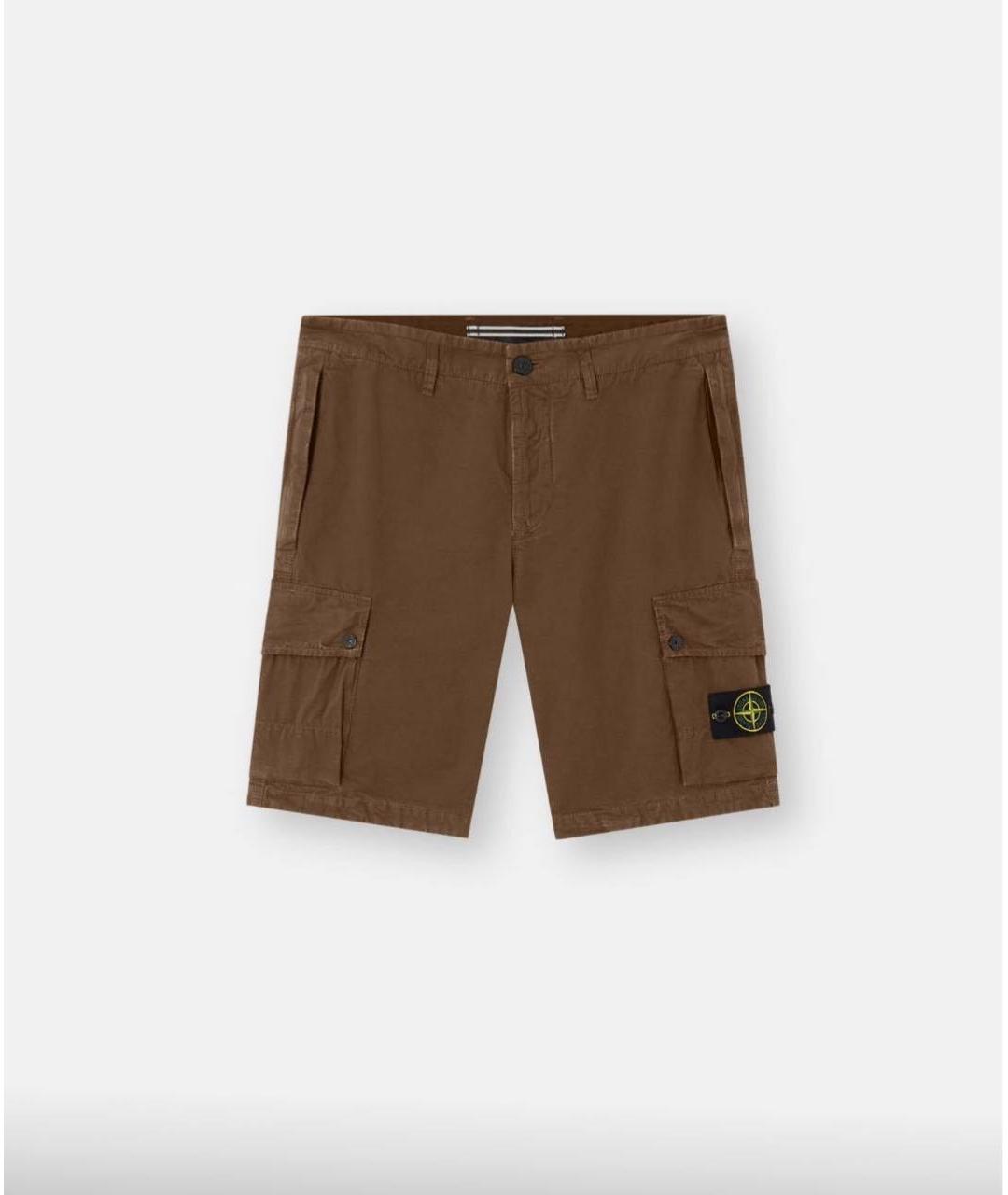 STONE ISLAND Коричневые хлопковые шорты, фото 6