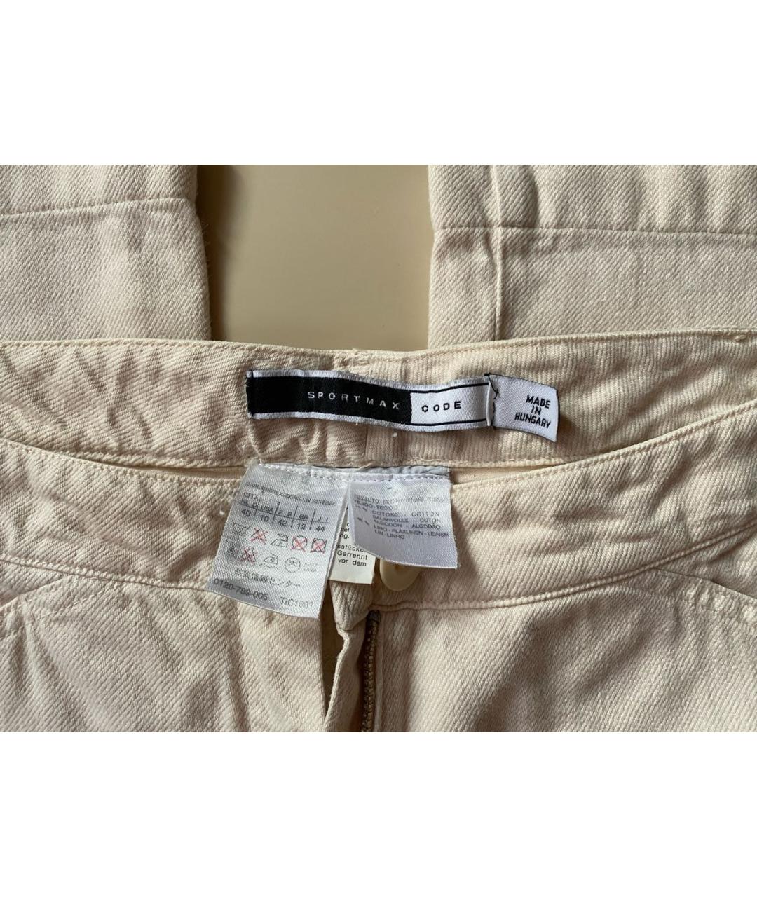 SPORT MAX CODE Бежевые хлопко-леновые прямые джинсы, фото 7