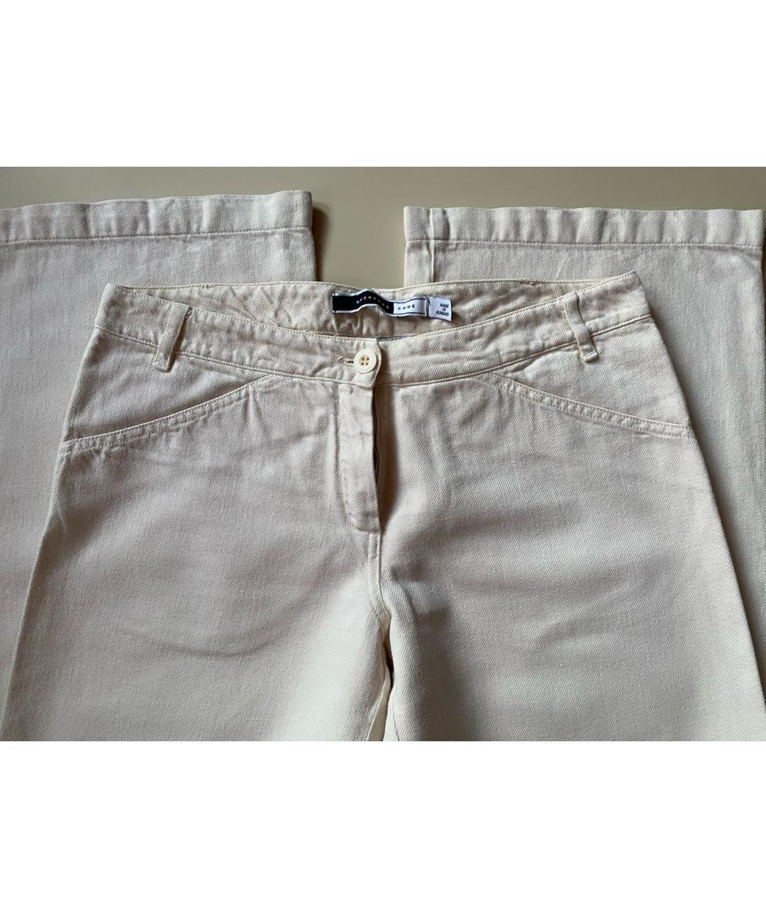 SPORT MAX CODE Бежевые хлопко-леновые прямые джинсы, фото 4