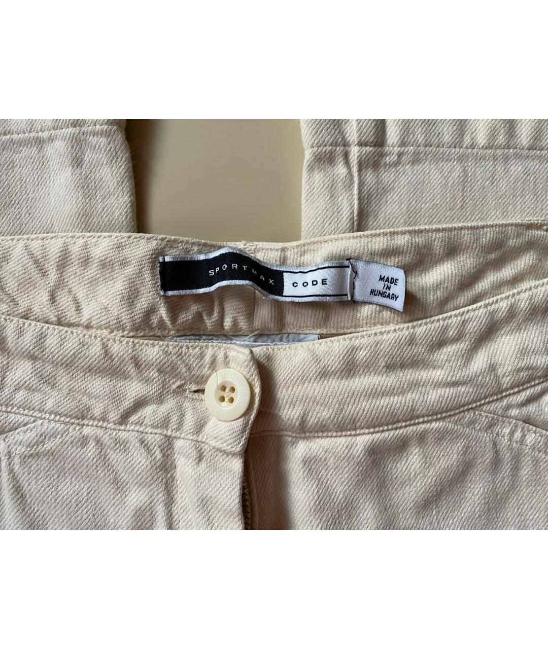 SPORT MAX CODE Бежевые хлопко-леновые прямые джинсы, фото 3