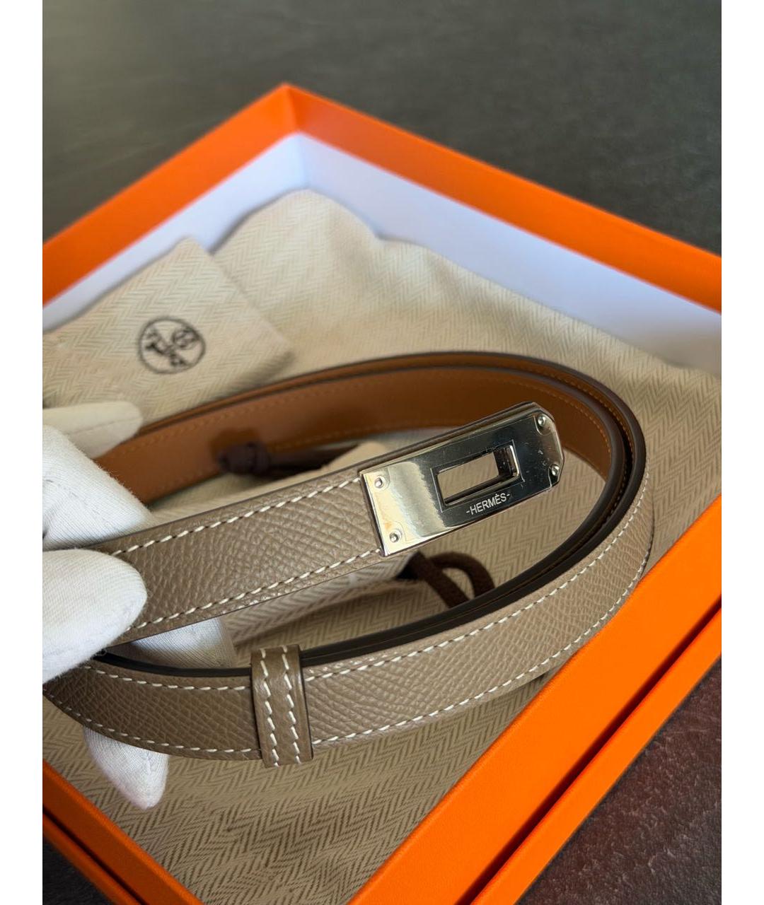 HERMES Бежевый кожаный ремень, фото 3