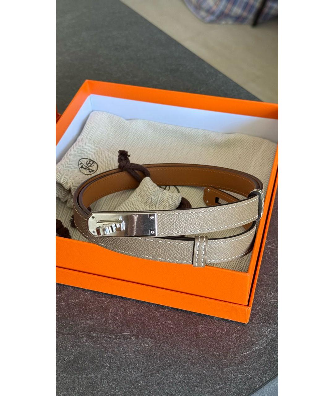 HERMES Бежевый кожаный ремень, фото 2