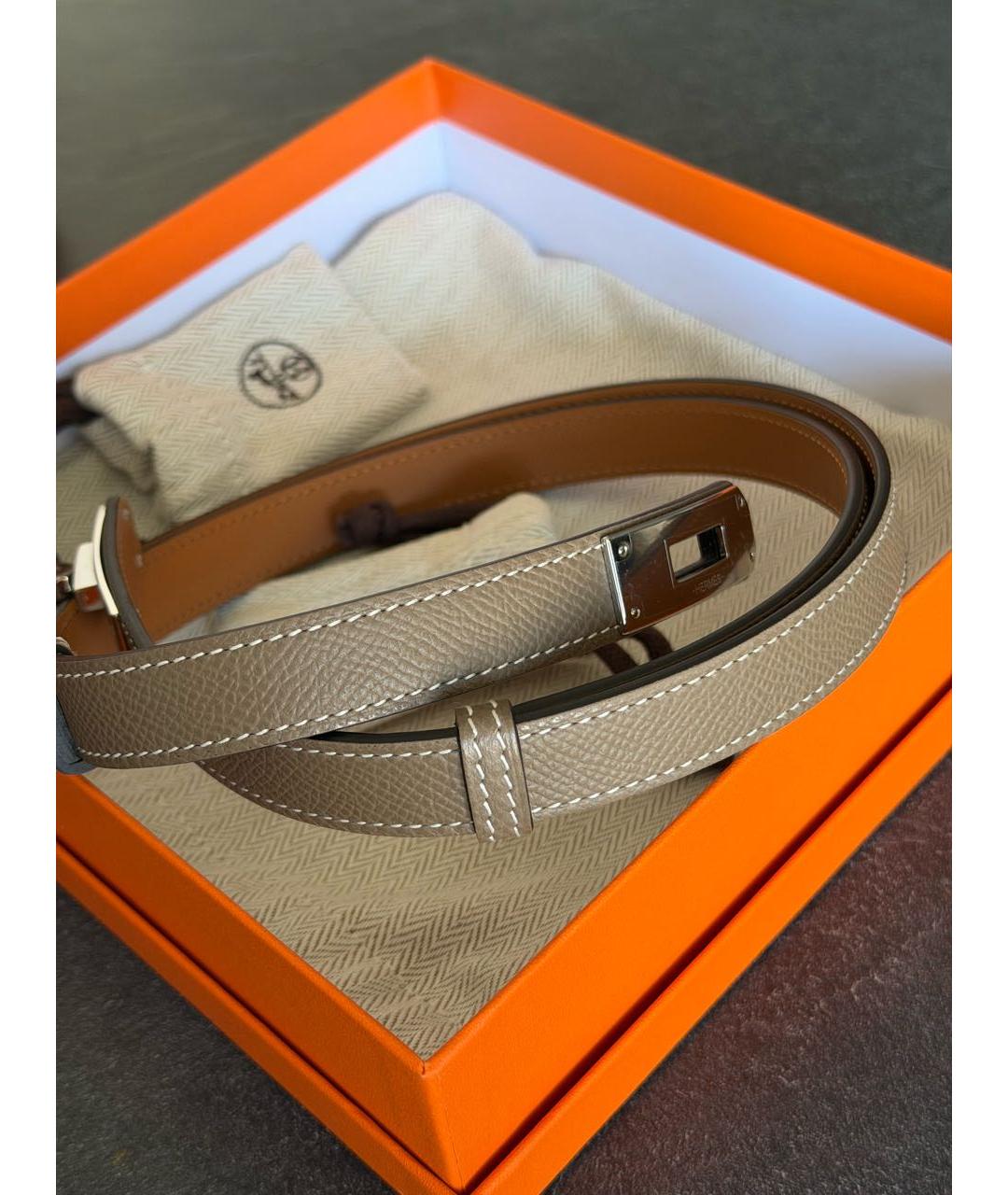 HERMES Бежевый кожаный ремень, фото 4