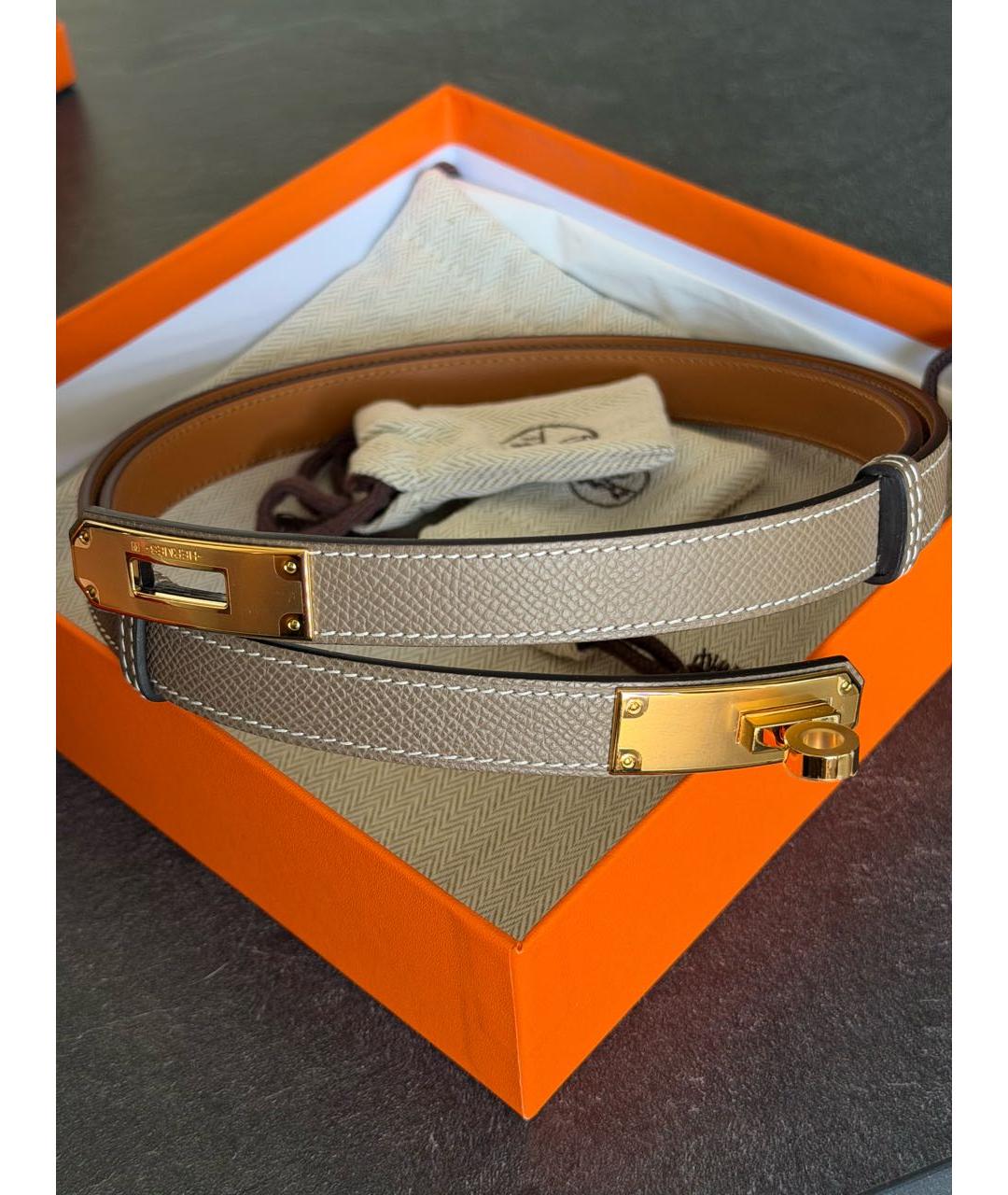 HERMES Бежевый кожаный ремень, фото 2