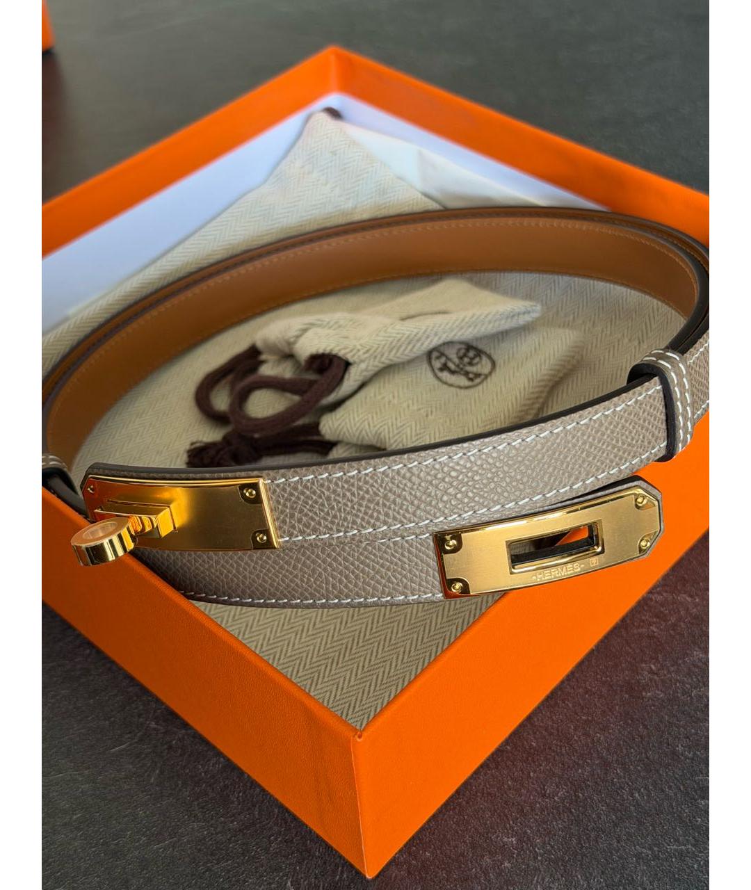 HERMES Бежевый кожаный ремень, фото 3