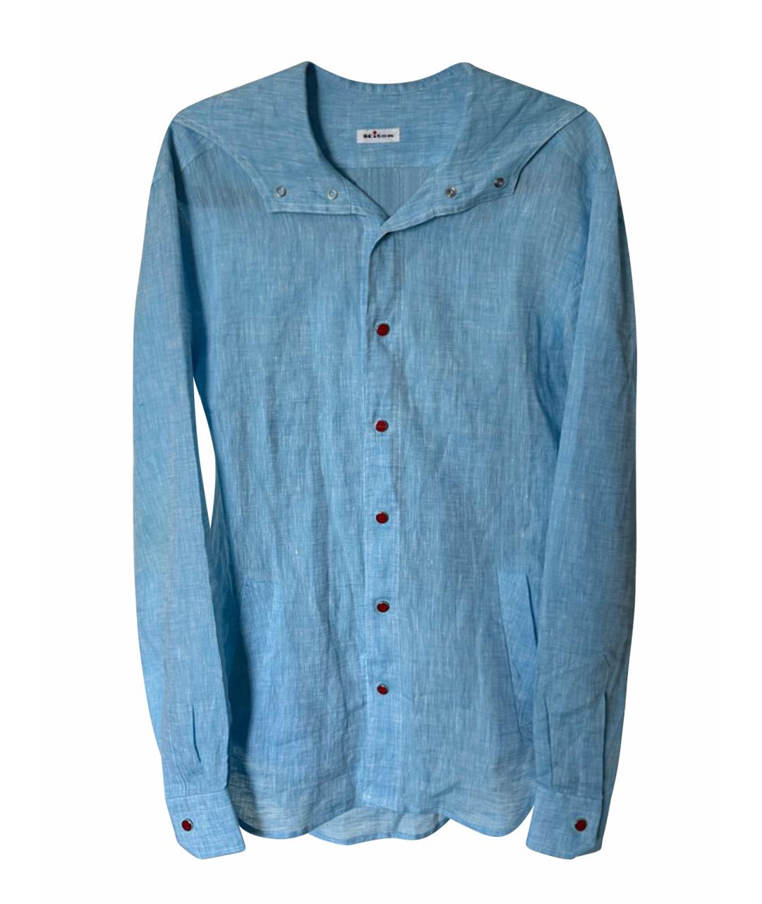 KITON Голубая льняная кэжуал рубашка, фото 1