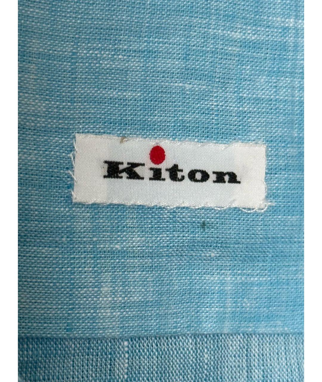 KITON Голубая льняная кэжуал рубашка, фото 4