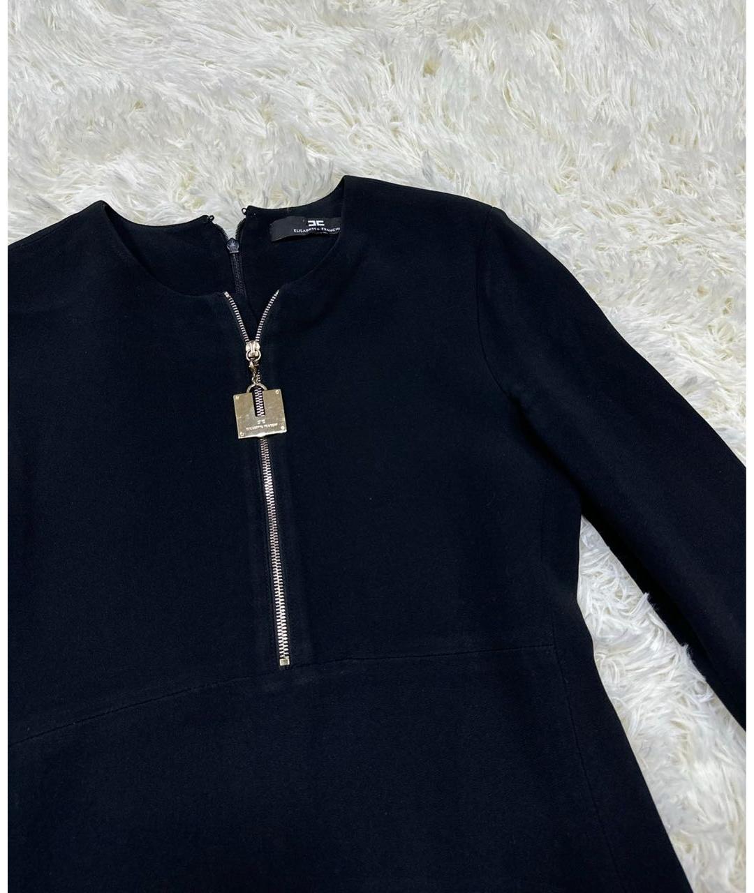 ELISABETTA FRANCHI Черное вискозное коктейльное платье, фото 2