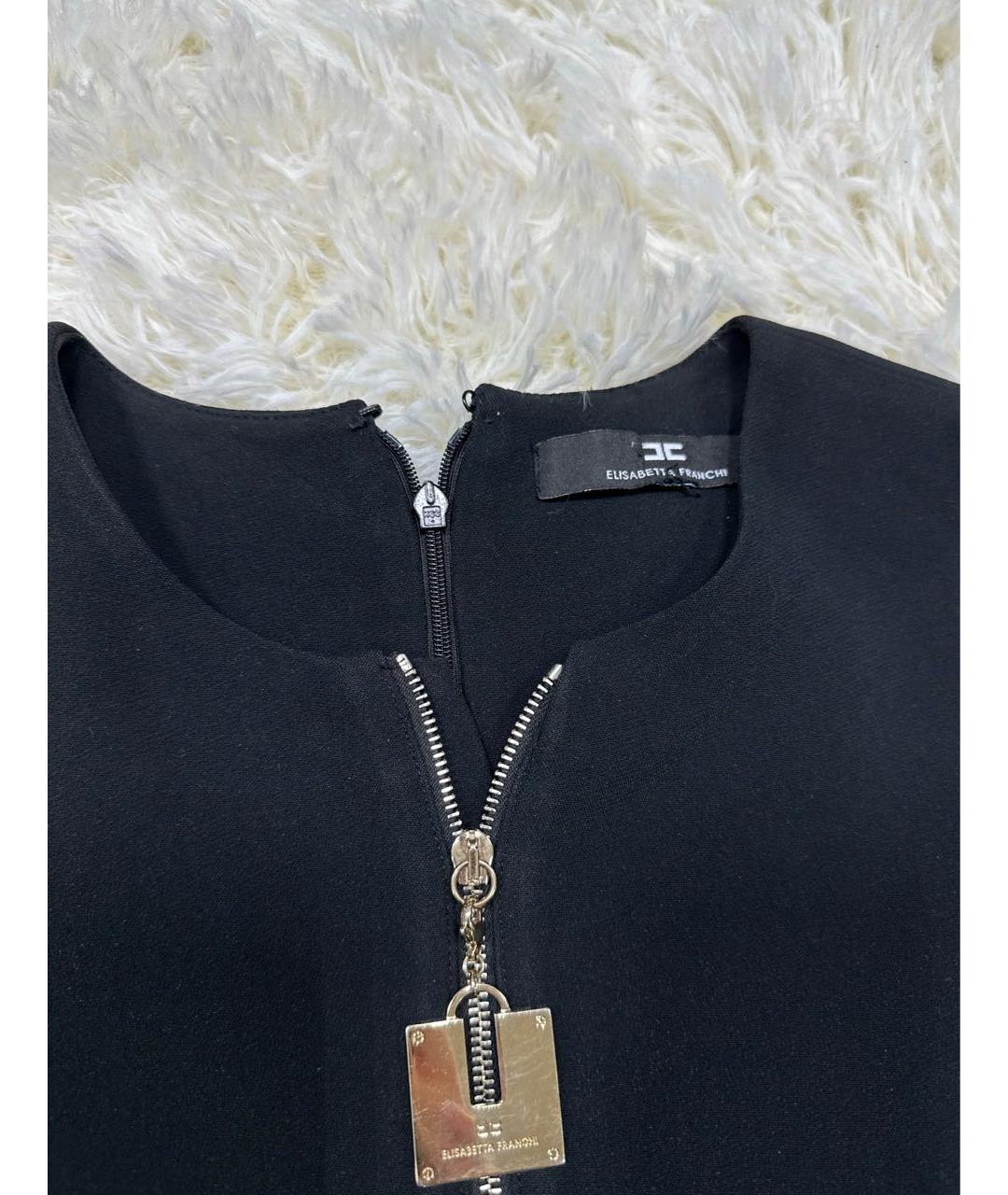 ELISABETTA FRANCHI Черное вискозное коктейльное платье, фото 3