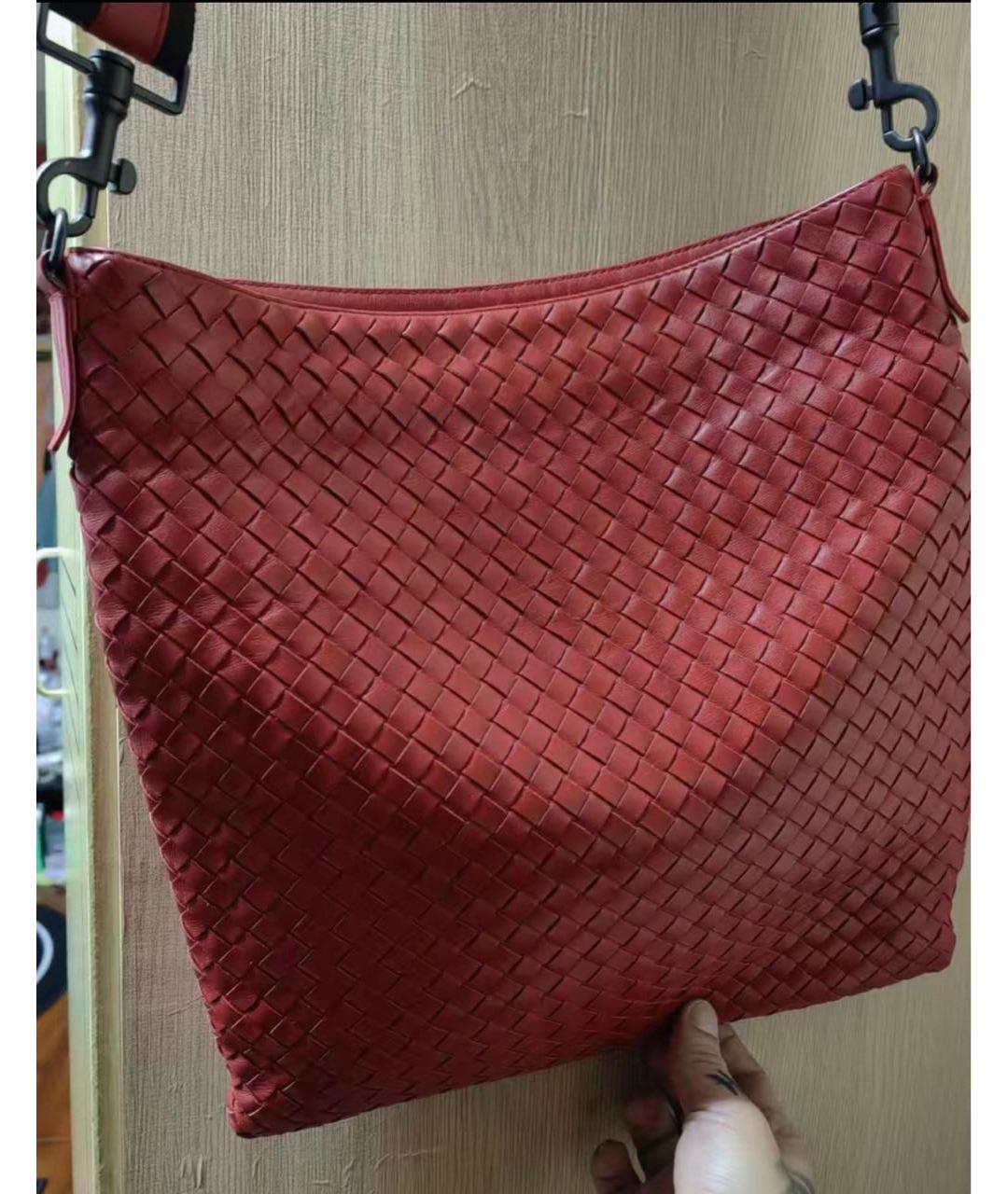 BOTTEGA VENETA Красная кожаная сумка на плечо, фото 5